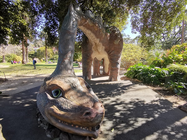 Dinosaur at the Albury Botanical Gardens I Australian Public Art