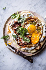 Turkish Fried Eggs in Herbed Yogurt - use homemade matzo for a Kosher for Passover breakfast | Land of Honey