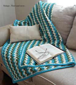 Vintage, Paint and more... an afghan crocheted from a free pattern in the leaping stripes and blocks pattern