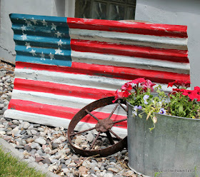 use old corrugated tin to make a flag