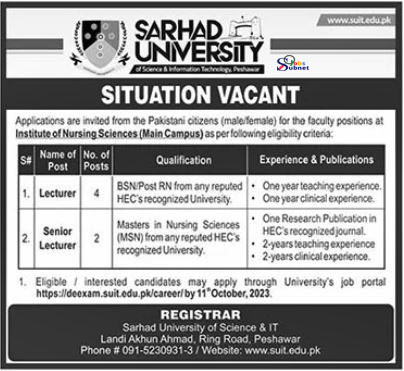 Sarhad University of Science & Information Technology Education Jobs 2023