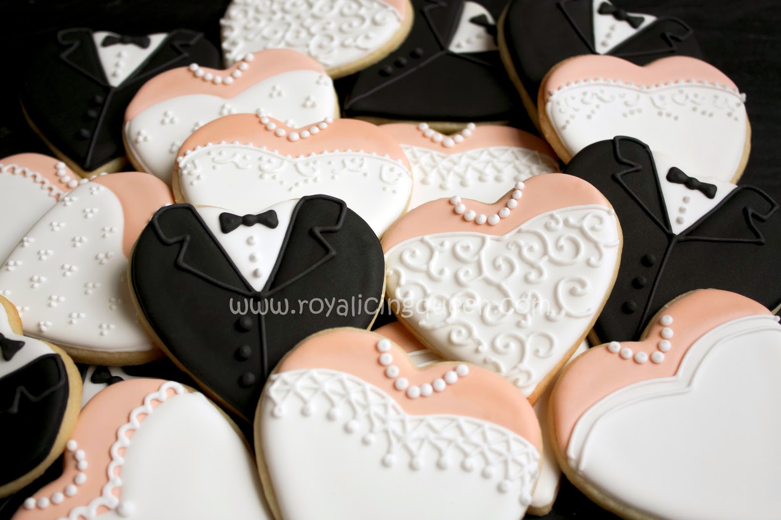 The Royal Icing Queen Bride And Groom Heart Cookies