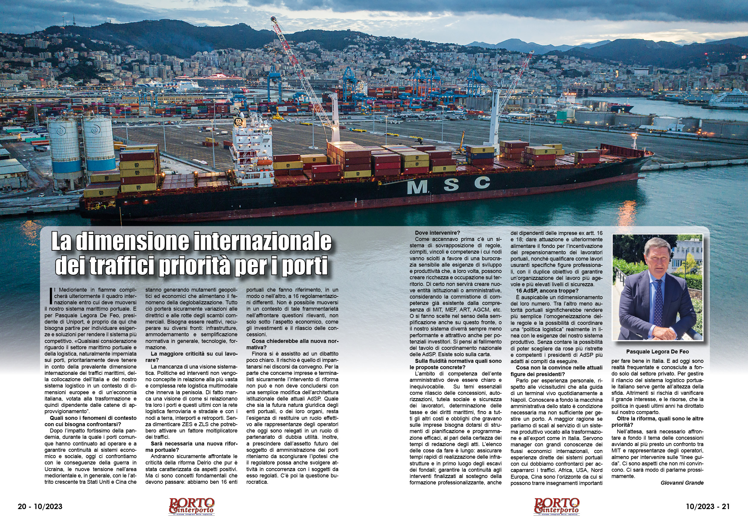 OTTOBRE 2023 PAG. 20 - La dimensione internazionale dei traffici priorità per i porti