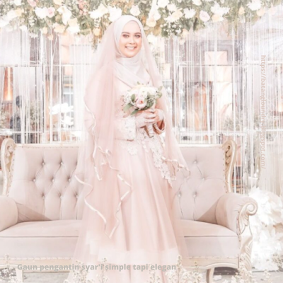 Gaun pengantin syar'i simple tapi elegan