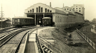 Las cocheras sin la estación y sin el puente (aprox 1930)