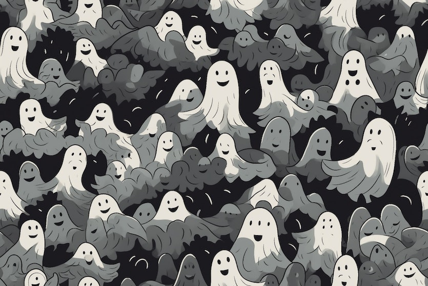 Black and White Ghosts Halloween Wallpaper