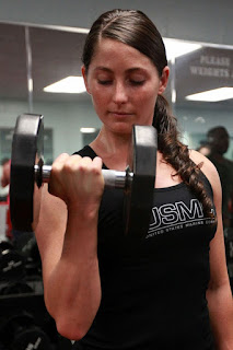 Woman with ponytail at gym