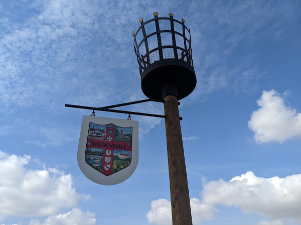 Mildenhall town beacon with coat of arms