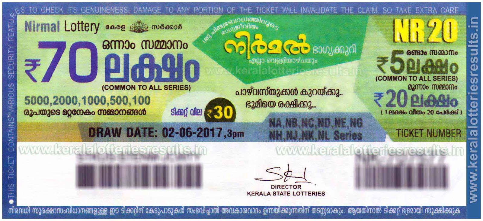 Kerala Lottery Results; 02-06-2017 NIRMAL Lottery Result 
