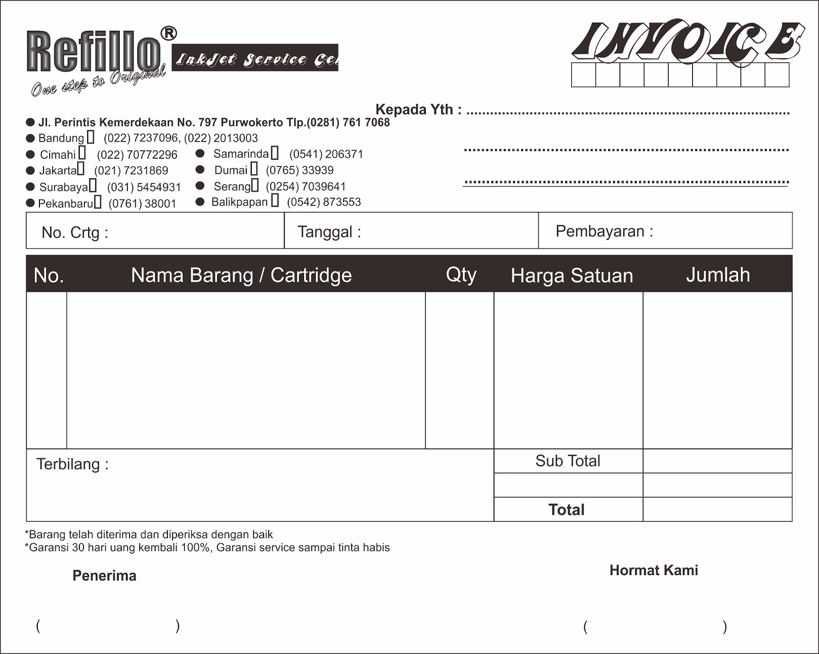 Template Nota  CDR LDR PRINT PURWOKERTO