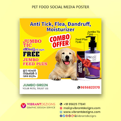 Pet food Social Media Poster, pet food poster design, social media desigh thrissur, poster design thrissur, pet poster design