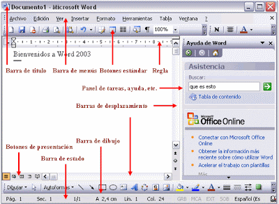 Microsoft Word  on Usar Word  Descripci  N De La Pantalla Principal De Word Xp