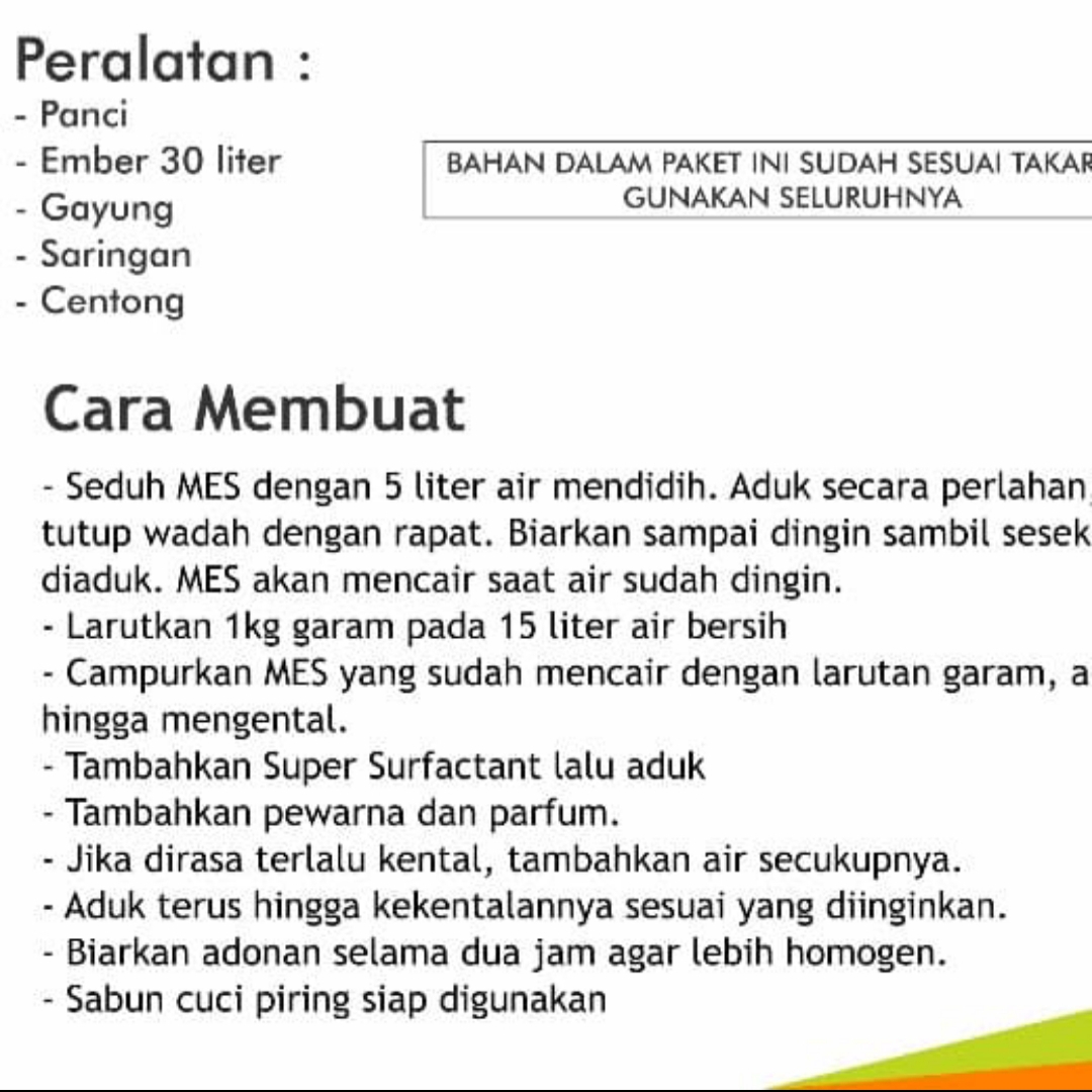KELING Paket Bahan Untuk Membuat Sabun Cuci Piring