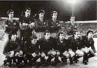 Selección de ESPAÑA - Temporada 1987-88 - Chendo, Zubizarreta, Michel, Goicoechea, Julio Alberto; Bakero, Butragueño, Víctor, Señor, Calderé y Sanchís - ESPAÑA 5 (Bakero 3, Michel y Paco Llorente), ALBANIA 0 - 18/11/1987 - Eurocopa de Alemania 1988, fase de clasificación - Sevilla, estadio Benito Villamarín - Alineación: Zubizarreta; Chendo, Goicoechea, Sanchís, Julio Alberto (Quique Flores, 61'); Michel, Víctor, Señor, Calderé (Paco Llorente, 46'); Bakero y Butragueño