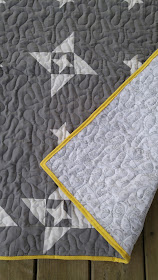 Gray and yellow friendship star quilt