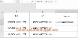 Membuat rumus substitusi Excel untuk menghilangkan spasi