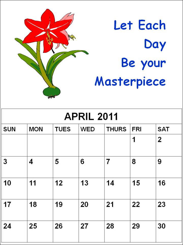 blank calendar 2011 april. lank calendar 2011 april