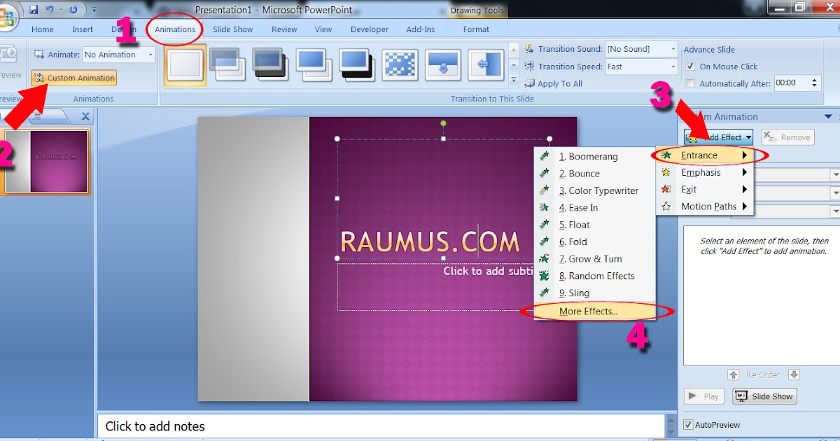  Cara  Membuat Animasi  Text Bergerak  di  Power Point  raumus com