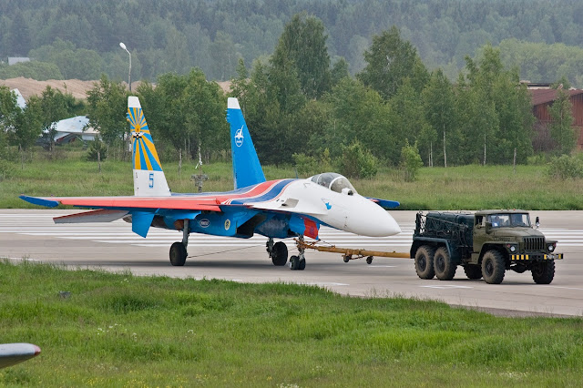 Russian Air Force Sukhoi Su-35 Towed By Truck