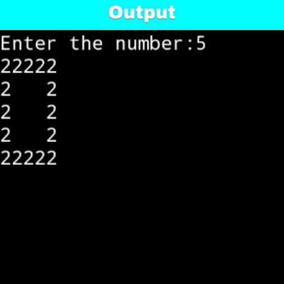 C program to print hollow square number pattern