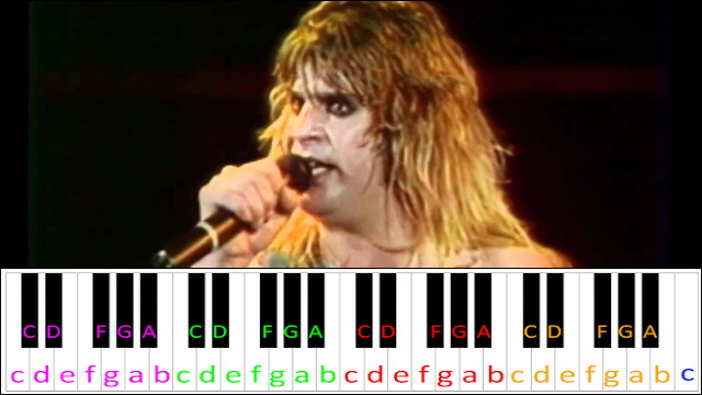 Crazy Train by Ozzy Osborne Piano / Keyboard Easy Letter Notes for Beginners