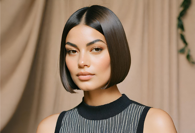 the classic sleek-bob for round big faces