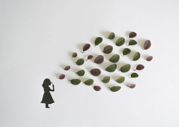 Tang Chiew Ling illustrations design fashion lyrical leaf leaves nature Little girl making bubbles