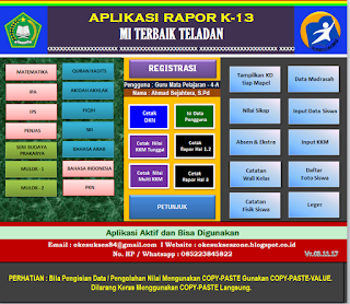 Aplikasi Raport Kurikulum 2013 Untuk MI Edisi Revisi Tahun 