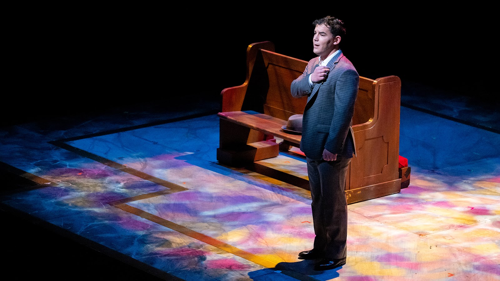 IN REVIEW: tenor ANDRES ACOSTA as Timothy Laughlin in Virginia Opera's 2023 production of Gregory Spears's and Greg Pierce's FELLOW TRAVELERS [Photograph by Dave Pearson Photography, © by Virginia Opera]