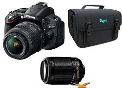 Nikon D5100 16.2MP CMOS Digital SLR Camera with 18-55mm f/3.5-5.6 VR  &  55-200mm f/4-5.6G IF-ED AF-S DX VR Nikkor Zoom Lenses