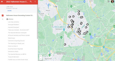 Franklin Lions Halloween house decorating contest map of locations