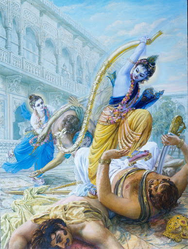 Krishna breaking Kamsas bow