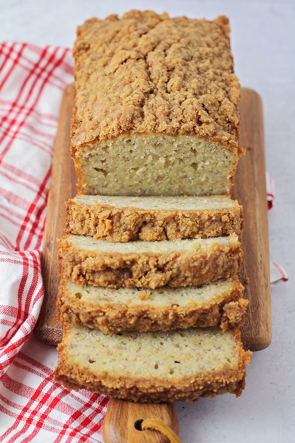 This sweet and tender cinnamon streusel banana bread is full of delicious flavors. It's the perfect cozy fall bake!  