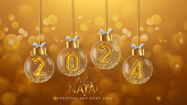 Fundo Dourado E Mensagem De Feliz Ano Novo 2024