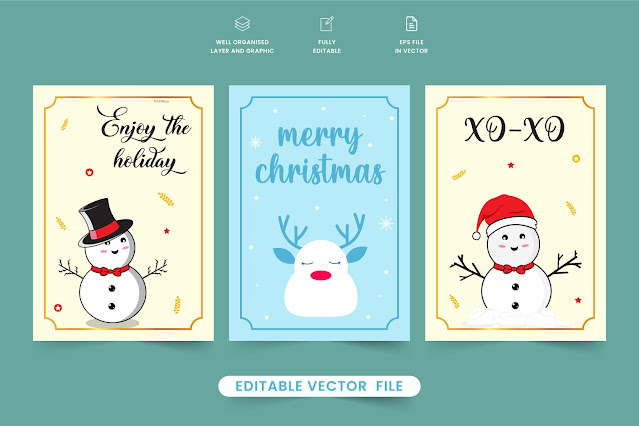 Xmas greeting card collection vector free download
