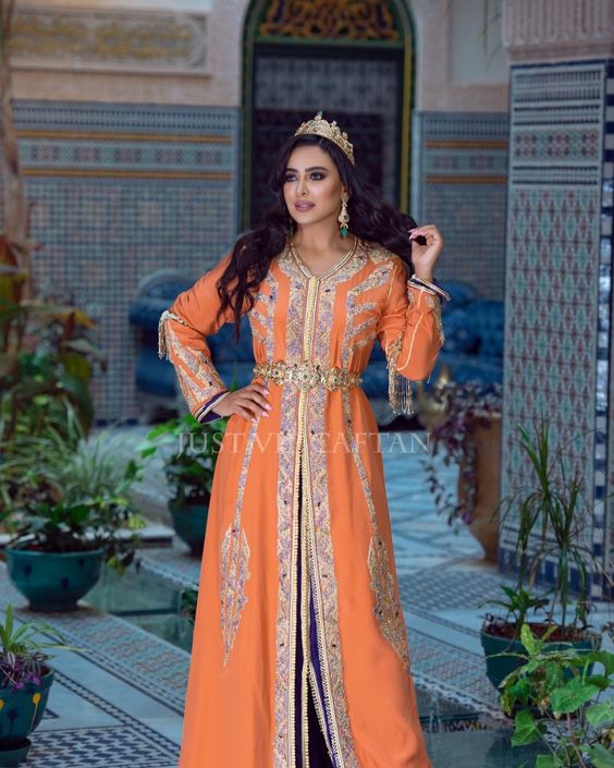 caftan mariée orange luxe 2021