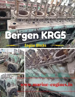 Bergen Spare Parts, Bergen KRG 5 Blocks, cranksahft, camshaft, ship, cylinder, pump