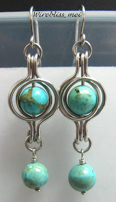 twice around the world wire wrap earrings