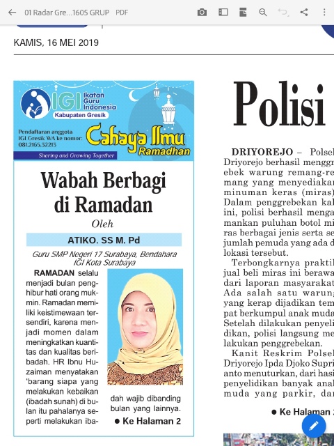 Tulisan Hari ke-11 Program Cahaya Ilmu Ramadhan tahun 2019