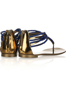 Leather and lapis lazuli thong sandals by Giuseppe Zanotti