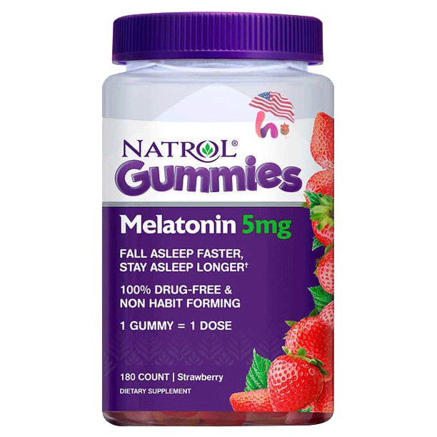 Vitamin Kẹo Ngủ Dinh Dưỡng - Natrol Gummies Melatonin 5Mg - Mẫu mới 2020