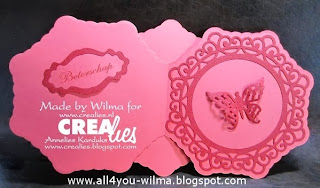 Beterschap, Get well soon, Vlinders, Butterflies, Elegant frames, Roze, Pink, Stempel, Stamp, Stansen, Dies, Candy, Crealies, All4You, ALL4YOU,