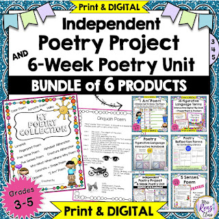 Complete Independent Poetry Unit and Poetry Bundle for Grades 3-5 that