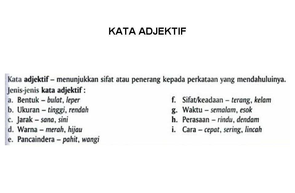 Bahasa Melayu Tingkatan 2: KATA ADJEKTIF