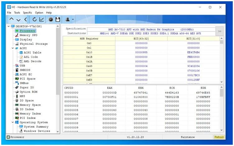 HE - Hardware Read & Write Utility : Bοηθητικό πρόγραμμα  διάγνωσης υλικού