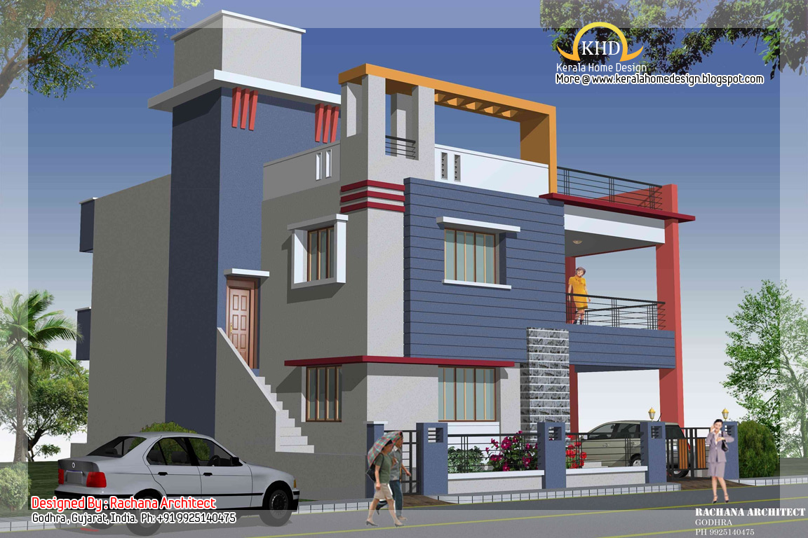 Duplex House  Plan  and Elevation  2349 Sq Ft home  