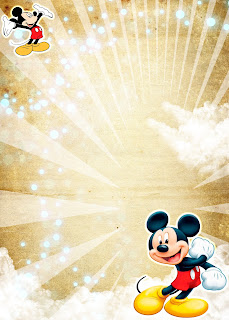 Tarjeta de Invitación de Mickey Mouse Dorada