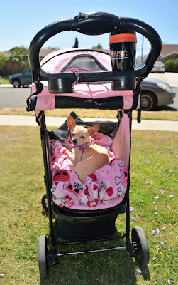 Pink dog stroller