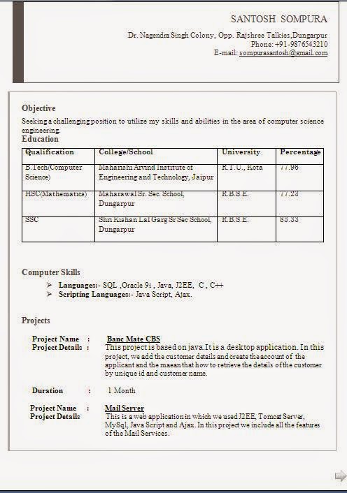 example of resume for job application