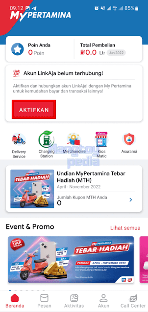 Aktifkan LinkAja di MyPertamina